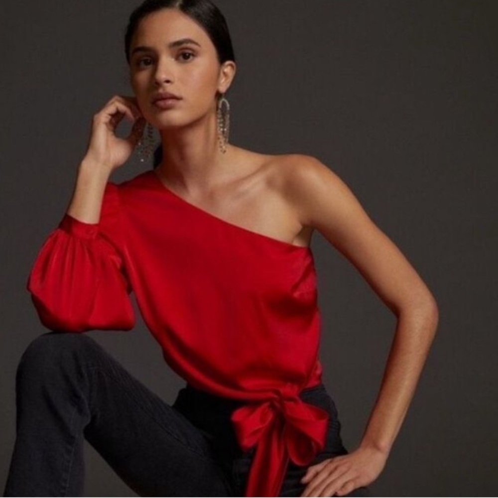 Red One Shoulder Blouse